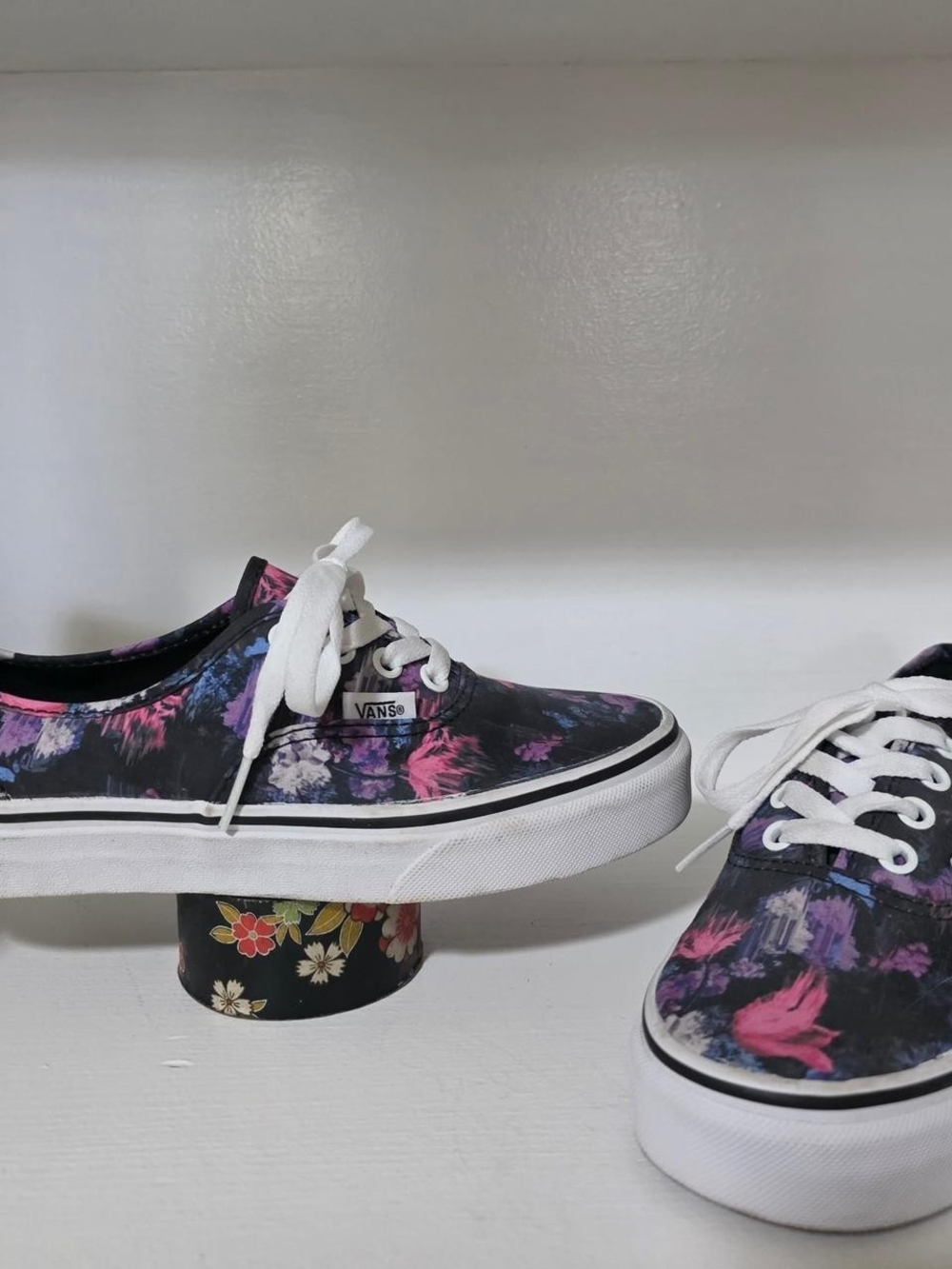 Vans Women's Floral Canvas Sneakers in Black and Pink